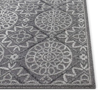 Talson Grey Geometric Tilework Pattern Area Rug