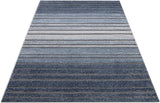 Boer Blue Geometric Stripes Pattern Area Rug