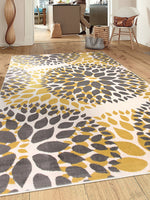 Floral Gray/Grey Yellow Area Rug