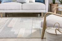 Brer Light Blue Abstract Geometric Tribal Area Rug