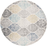 Geometric Trellis Distressed Ivory/blue  Soft Area Rug