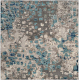 Abstract Grey Light Blue Soft Area Rug