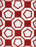 Modern Geometric Soft Area Rug - Non Slip - Burgundy