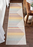 Odwa Soft Pastel Multi Color Chevron Triangle Stripes Geometric Area Rug