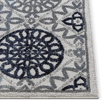 Elsa Blue Geometric Tilework Pattern Area Rug