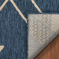 Prosa Blue & Beige Indoor/Outdoor Flat Weave Pile Geometric Triangles Pattern Area Rug