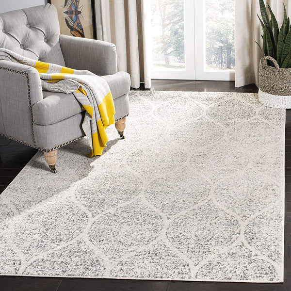 Geometric Trellis Distressed Cream/Yellow  Soft Area Rug