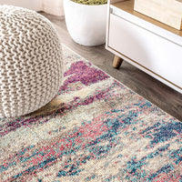 Contemporary Modern Abstract Brushstroke Cream/Pink Rug