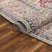 Tonti Red Machine Washable Vintage Style Classic Distsressed Persian Area Rug