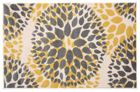 Floral Gray/Grey Yellow Area Rug