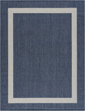 Modern Area Rugs for Indoor/ Outdoor Bordered - Blue / White