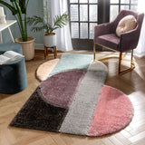 Modern Geometric Shag Lavender Blush 3D Textured Thick & Soft Shag Area Rug