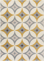 Mystic Perla Gold Modern Geometric  Distressed Area Rug