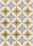 Mystic Perla Gold Modern Geometric  Distressed Area Rug