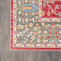 India Flower and Vine Burgundy Soft Area Rug