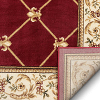 Timeless Fleur De Lis Red Formal Area Rug