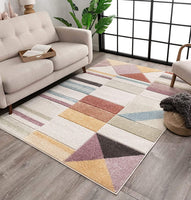 Salle Soft Pastel Multi Color Triangle Boxes & Squares Geometric Area Rug nomaan