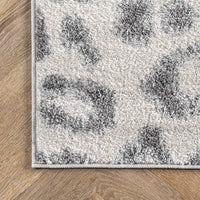 Leopard Print Soft Rug, Grey