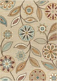 Maples Floral Non Skid Washable Beige Multi Area Rug