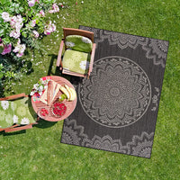 Modern Area Rugs for Indoor Outdoor Medallion - Dark Grey / Light Grey