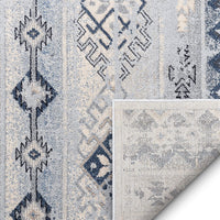 Elu Blue Vintage Stripes Pattern Area Rug