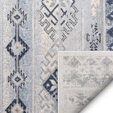 Elu Blue Vintage Stripes Pattern Area Rug