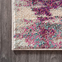 Contemporary Modern Abstract Brushstroke Cream/Pink Rug
