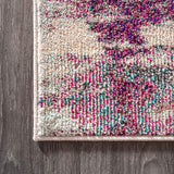 Contemporary Modern Abstract Brushstroke Cream/Pink Rug
