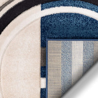 Good Vibes Belle Dark Blue Modern Abstract Geometric 3D Textured Soft Area Rug