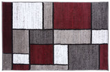 Modern Box Red Gray White Area Rug