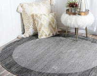 Contemporary Bordered Soft Light Gray Area Rug