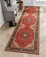 Eugene Red Oriental Medallion Non-Slip Rubber Backed Runner Rug