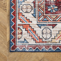 Marli Machine Washable Faded Medallion Area Rug, Rust