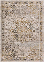 Persian Floral Oriental Medallion Design Ivory Beige Grey Soft Rug