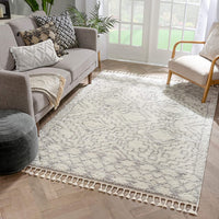 Miranda Grey Moroccan Shag Diamond Medallion Pattern Area Rug