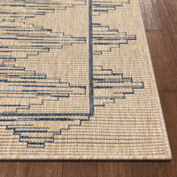 Sturl Beige & Blue Indoor/Outdoor Flat Weave Pile Nordic Diamond Pattern Area Rug