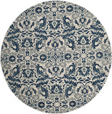 Evoke CollectionNon-Shedding Stain Resistant Living Room Bedroom Area Rug Ivory / Blue