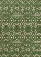 Nors Green Indoor/Outdoor Flat Weave Pile Nordic Lattice Pattern Area Rug