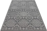 Talson Grey Geometric Tilework Pattern Area Rug