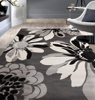 Floral Gray Soft Area Rug