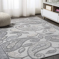 Julien Paisley High-Low Soft Area Rug Indoor Blue/Light Gray