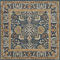 Antiquity Collection Handmade Traditional Oriental Premium Wool Area Rug Dark Blue / Multi