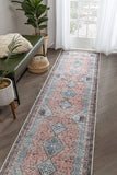 Light Blue Machine Washable Distressed Vintage Soft Area Rug