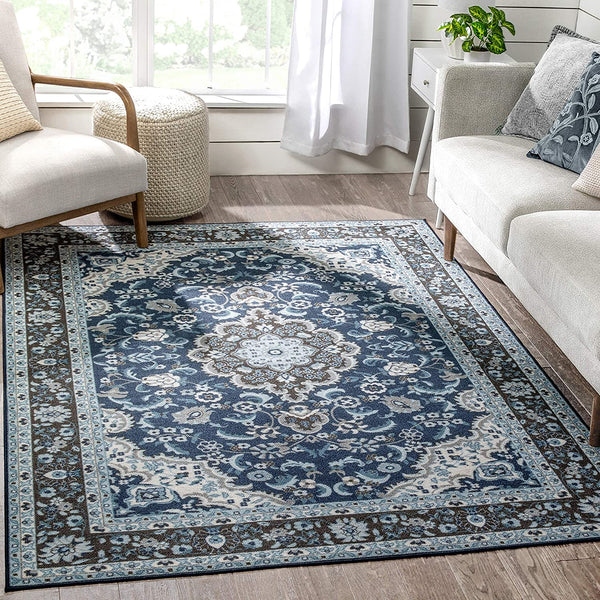 Well Woven Eugene Blue Oriental Medallion Non-Slip Runner Rug 2x7