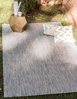 Casual Transitional Indoor Outdoor Flatweave Light Gray Area Rug