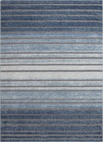 Boer Blue Geometric Stripes Pattern Area Rug