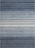 Boer Blue Geometric Stripes Pattern Area Rug