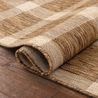 Freja Brown Indoor/Outdoor Flat Weave Pile Buffalo Check Pattern Area Rug