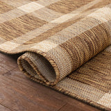 Freja Brown Indoor/Outdoor Flat Weave Pile Buffalo Check Pattern Area Rug