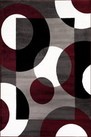 Circle Gray/Grey Burgundy Area Rug